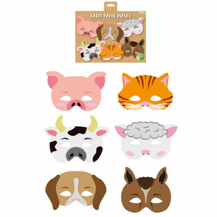 ECO FRIENDLY Farm Animal Paper Masks - Pack of 12