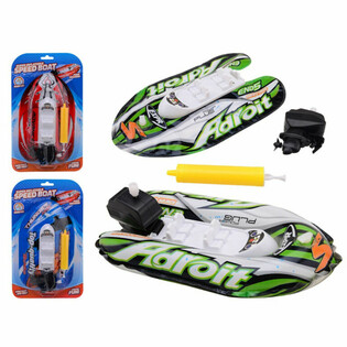 Inflatable Speedboat with Wind-Up Motor - 6 Pieces