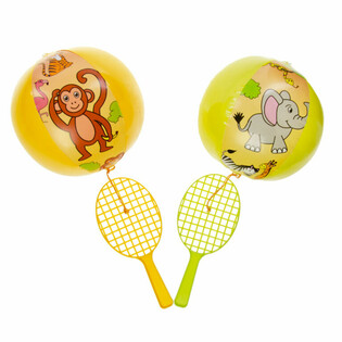 PADDLE RACKET WITH BALL - JUNGLE ANIMALS (12 pcs.)