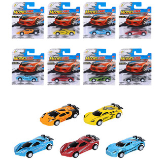 PULL BACK SPORTS CARS ON CARD - MIXED COLORS (12 pcs)