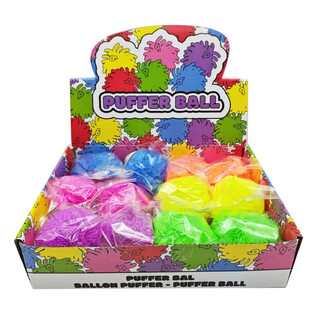 PUFFER BALL WITH BRIGHT COLORS - 8CM - IN DISPLAY (12pcs.)