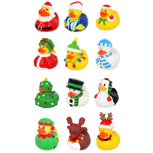 Christmas Rubber Ducks Mix 6cm (12 pack) - Festive Novelty Toys