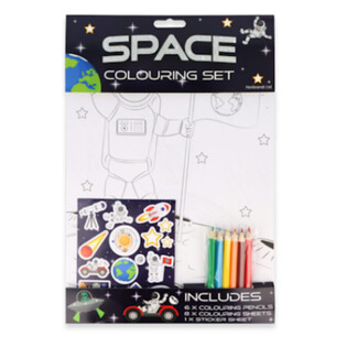 Large Coloring Set Space - Space - With Pencils and Stickers (12pcs)