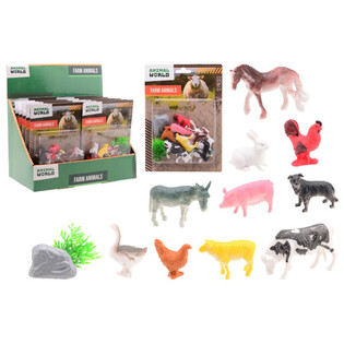 Animal World Farm Animals Playset - 12 Pieces on Card