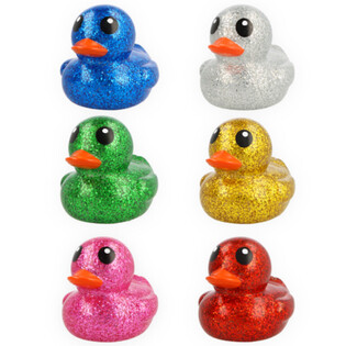Large Mixed Coloured Glitter Bath Ducks - 10x8x8 cm - Glitter Ducks (6 pcs)