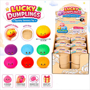 RAGE - LUCKY DUMPLINGS - Squishy Bun Dumplings LARGE Dim. 8.5 x 8.5 x 4.8 cm - IN DISPLAY (12 pcs)