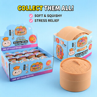 RAGE - Squishy SUGAR EDITION Bun Dumplings SMALL (5.3 x 5.3 x 4.1 cm) Viral 2026 Fidget Toy (24 pcs)