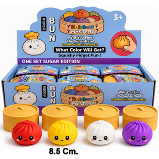 RAGE - Squishy SUGAR EDITION Bun Dumplings LARGE (8.5 x 8.5 x 4.8 cm) - Viral 2026 Fidget Toy (12 pcs)