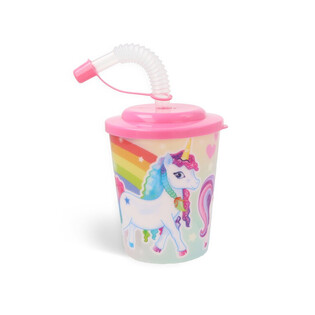DRINKING CUP / ICE CREAM CUP WITH STRAW &ndash; UNICORN (12 pcs)